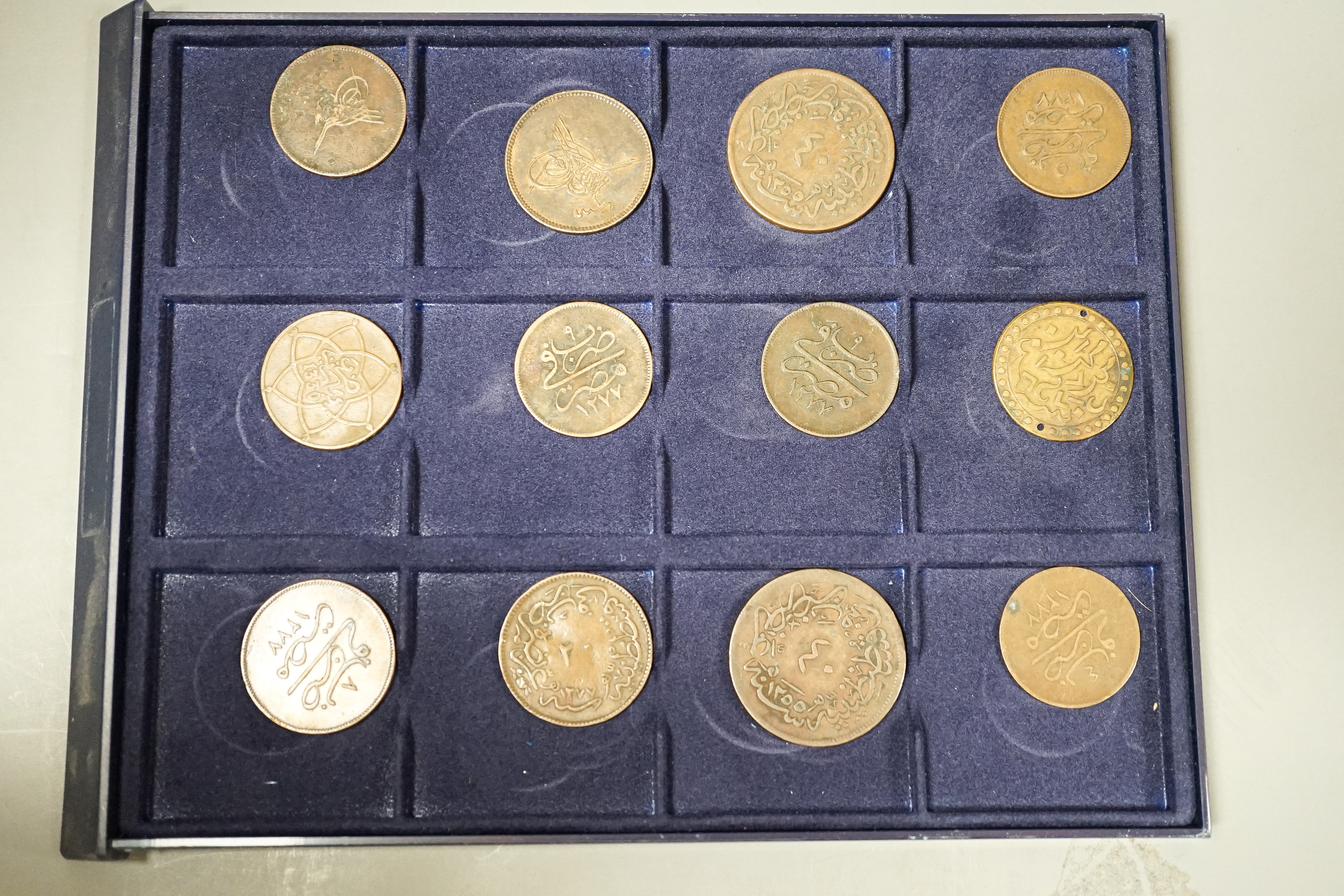 Ottoman Empire and Islamic coins, 19th/20th century, silver and bronze coinage, 12 trays